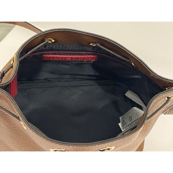 Tommy Hilfiger Brown Faux Leather Bucket Drawstring Crossbody Bag Purse NWT - Picture 9 of 11